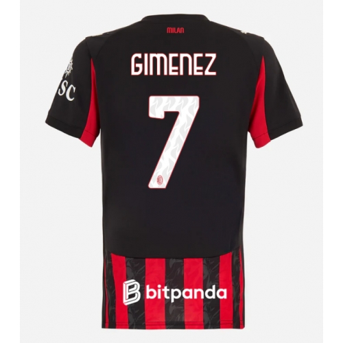 Billige Fotballdrakt AC Milan Santiago Gimenez #7 Replika Hjemmedrakt Dame 2025-26 Kortermet Billige Fotballdrakt AC Milan Santiago Gimenez #7 Replika Hjemmedrakt Dame 2025-26 Kortermet